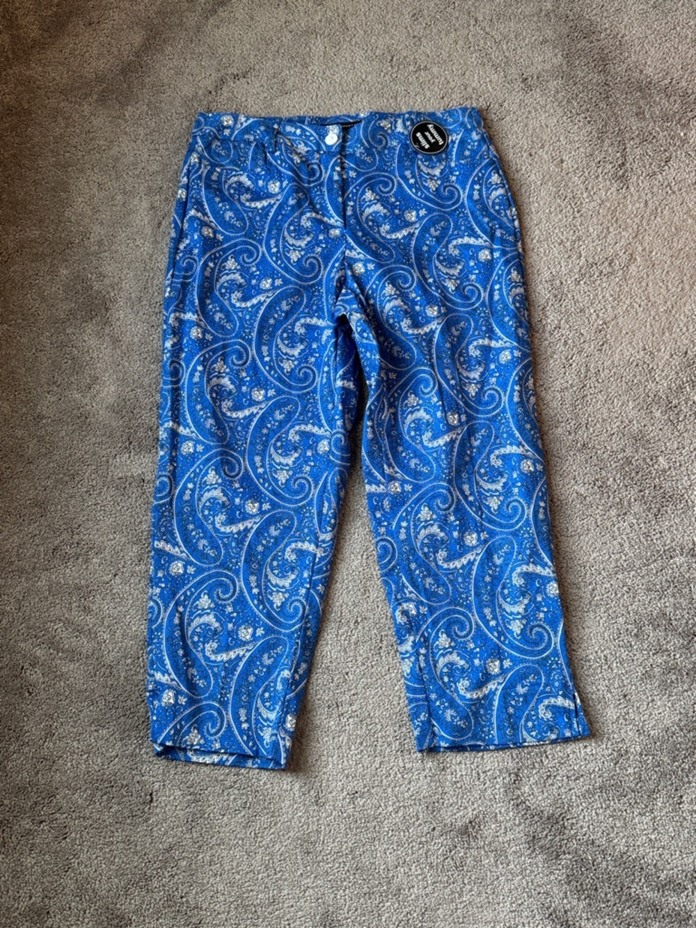 Counterparts Paisley Cropped Pants SIZE 8 Blue Slimming Stretch Capris
